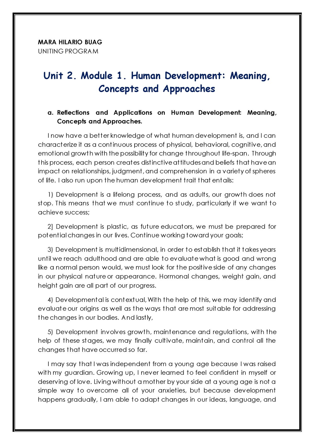 Module 1 Human Development - Meaning Concepts And Approaches Buag ...