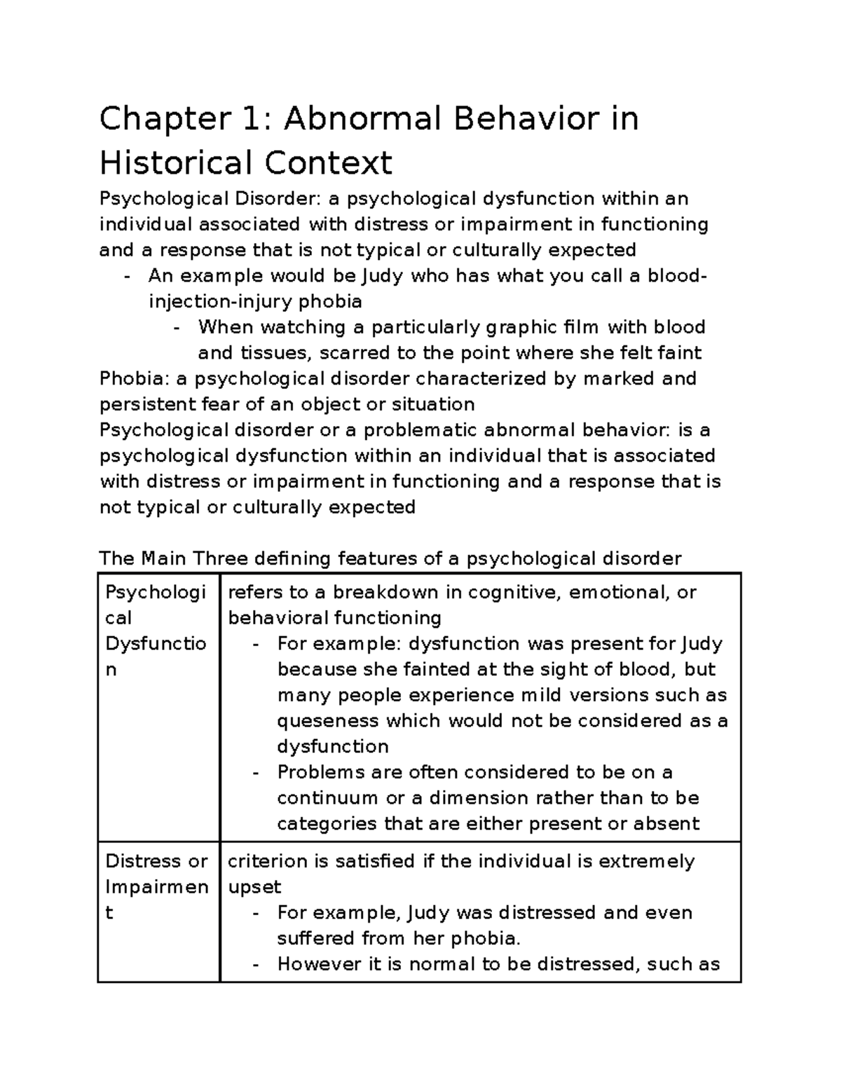 Abnormal Psych chapter 1 - Chapter 1: Abnormal Behavior in Historical ...