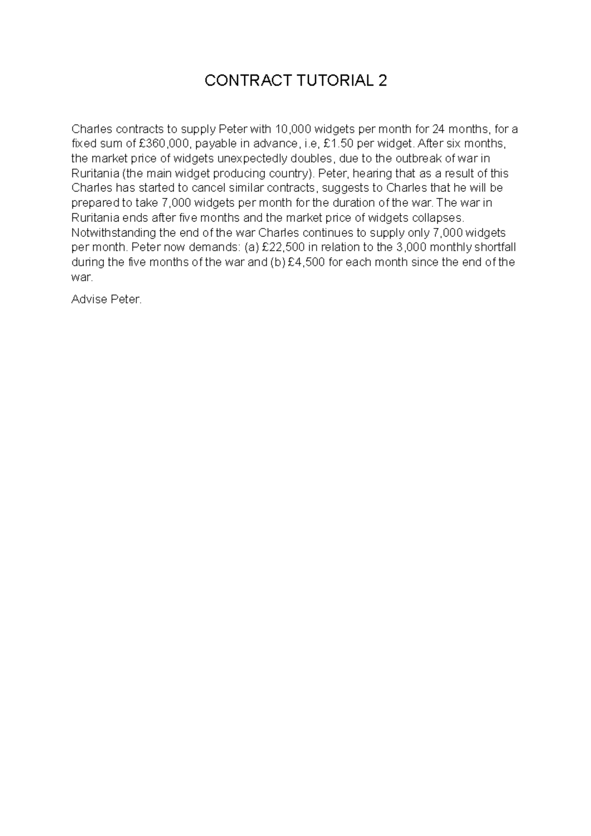 Contract Tutorial 2 Widgets Contract Tutorial 2 Charles Contracts To