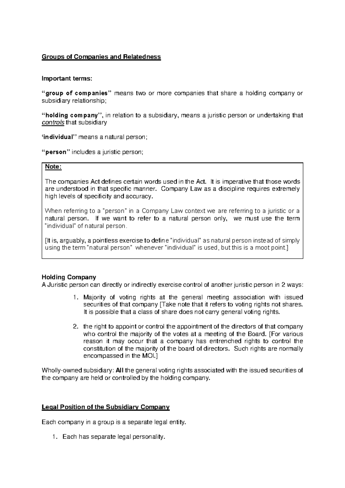 Groups and Relatedness - Groups of Companies and Relatedness Important ...