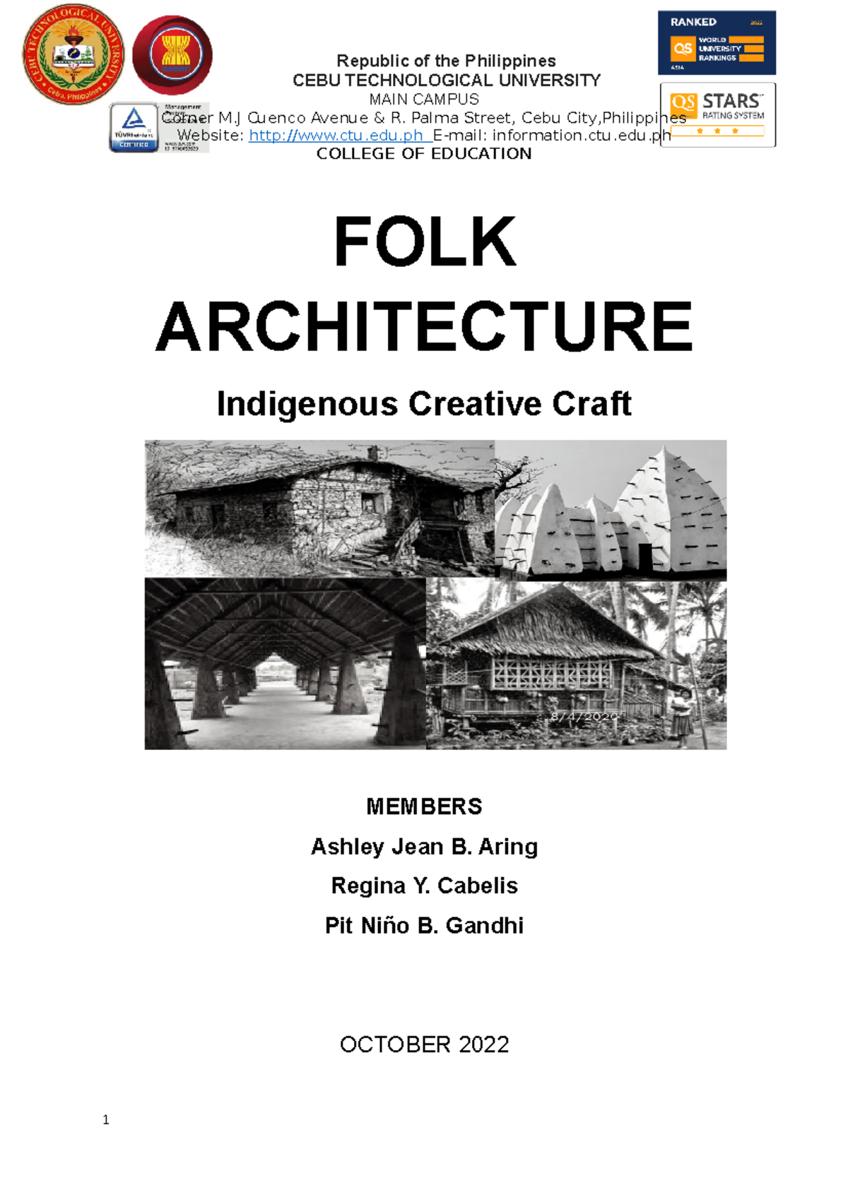 ( FOLK Architecture Aring Cabelis Gadhi) CEBU TECHNOLOGICAL