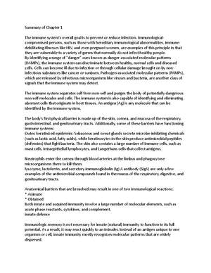 Immuno And Sero Lec Prelim Chapter 1 Introduction To Immunity And The