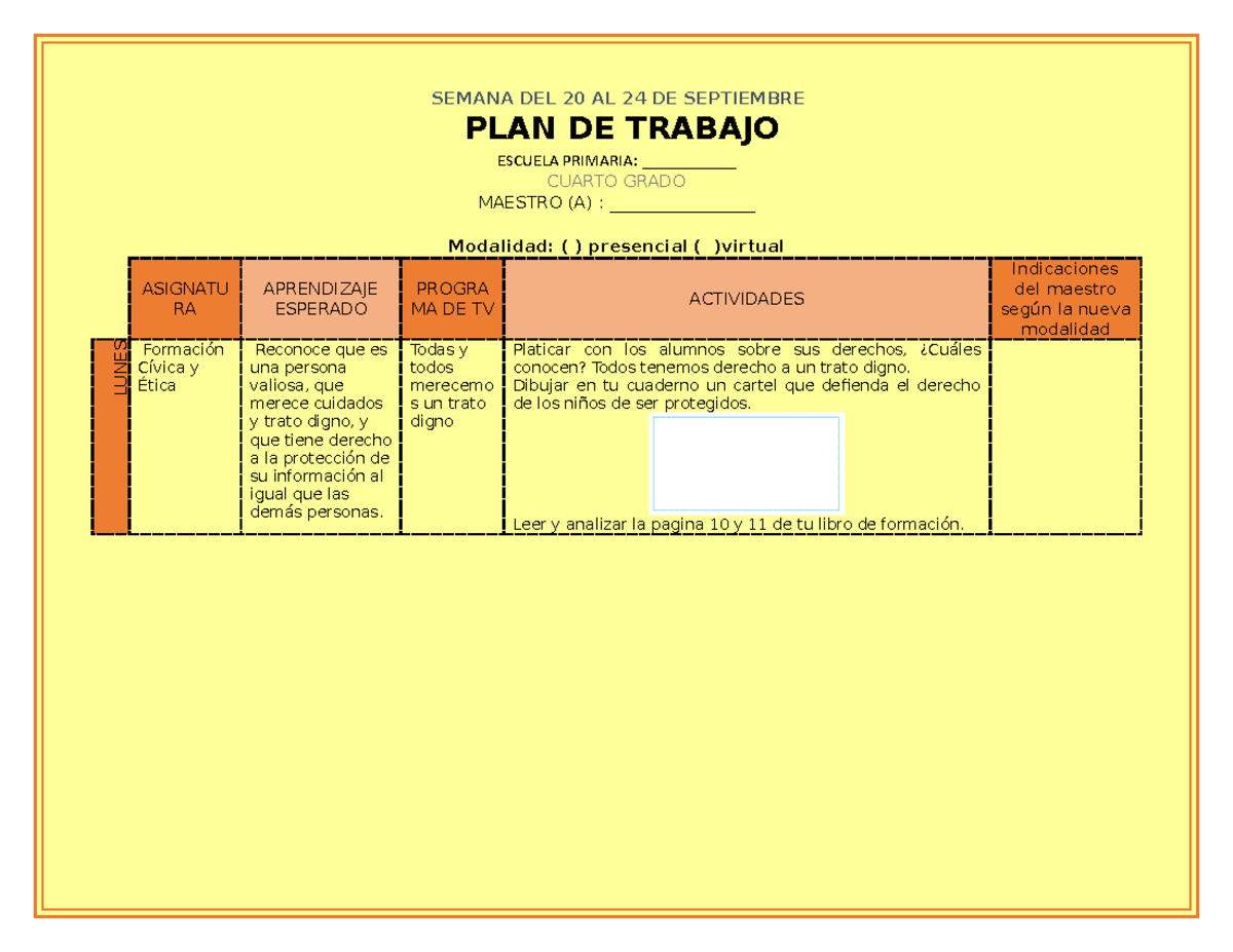🤗4o S4 MISS FER 21-22 - SEMANA DEL 20 AL 24 DE SEPTIEMBRE PLAN DE ...