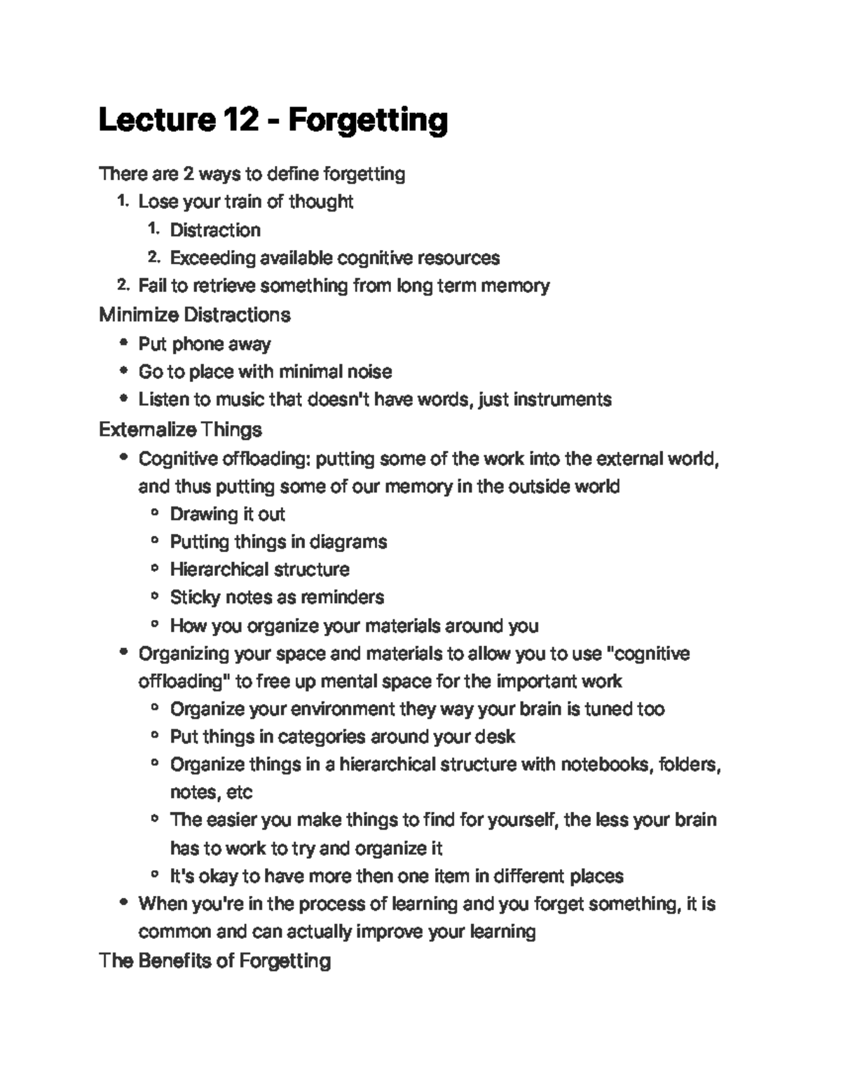 Lecture 12 - Forgetting - Le c t u re 1 2 - Fo rg e t t i n g There are ...