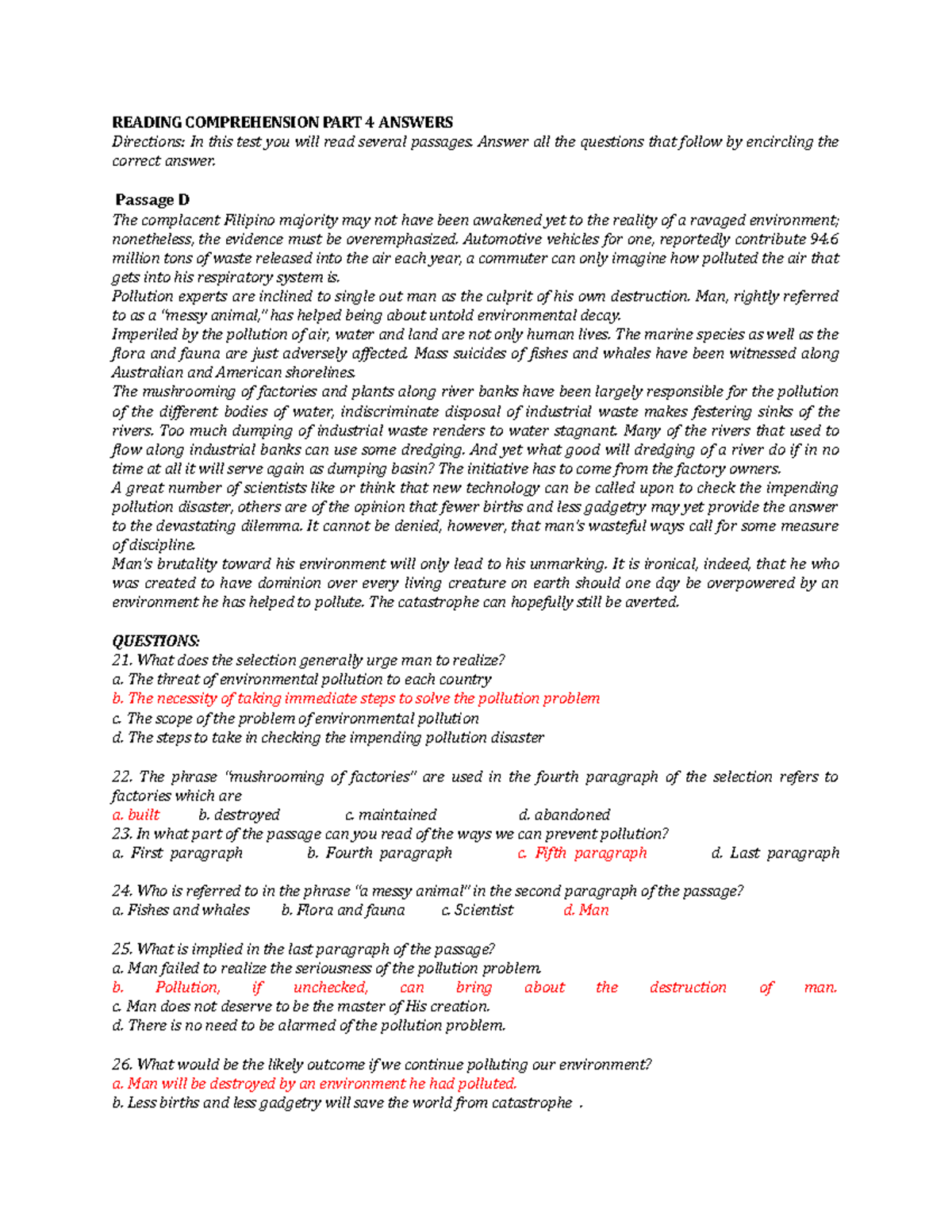 EPT Reviewer 13 English Proficiency test READING COMPREHENSION PART