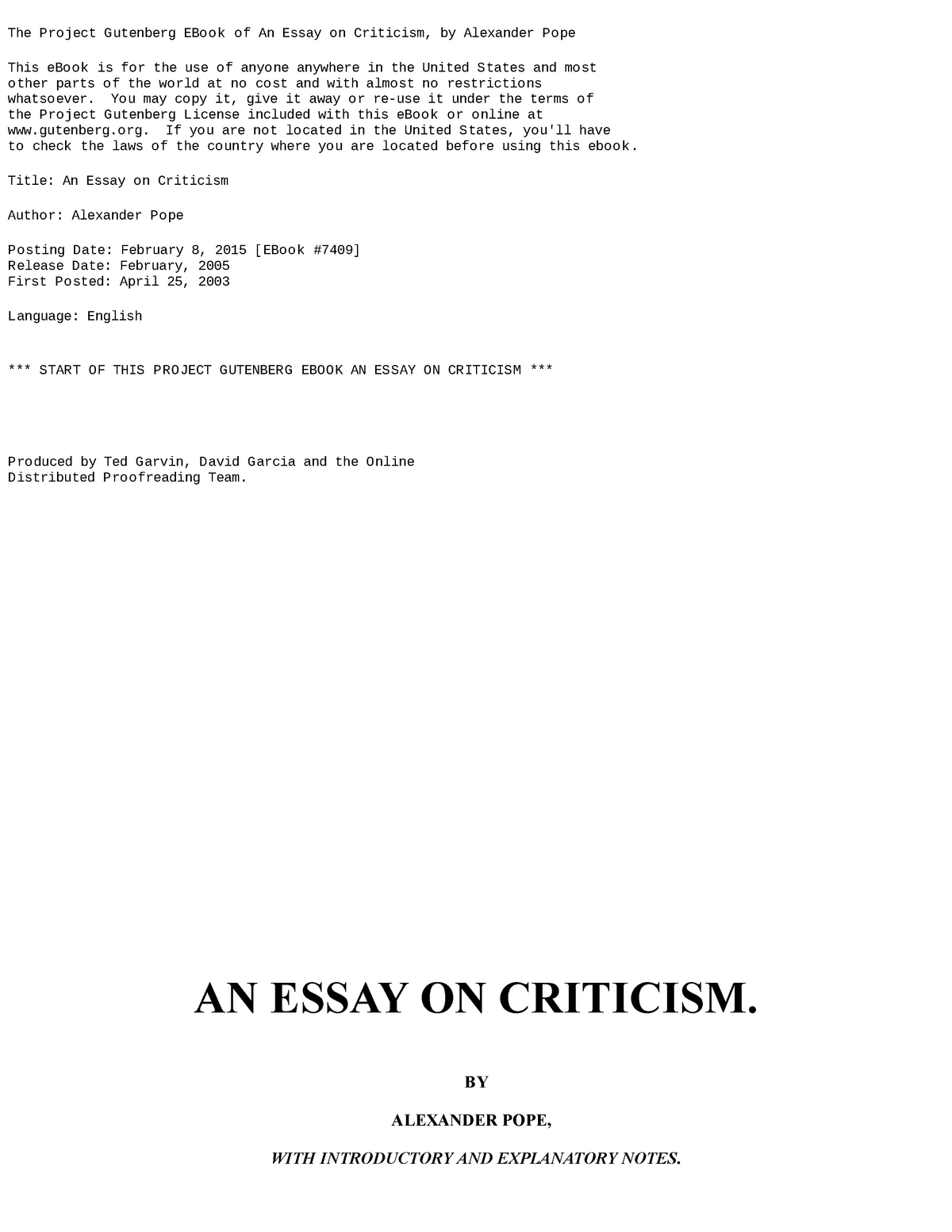 essay on criticism pdf free download