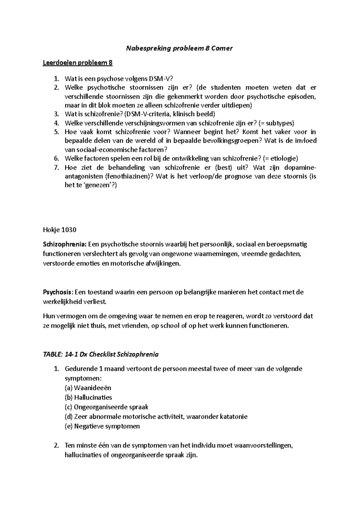 Nabespreking probleem 8 Comer - Nabespreking probleem 8 Comer ...
