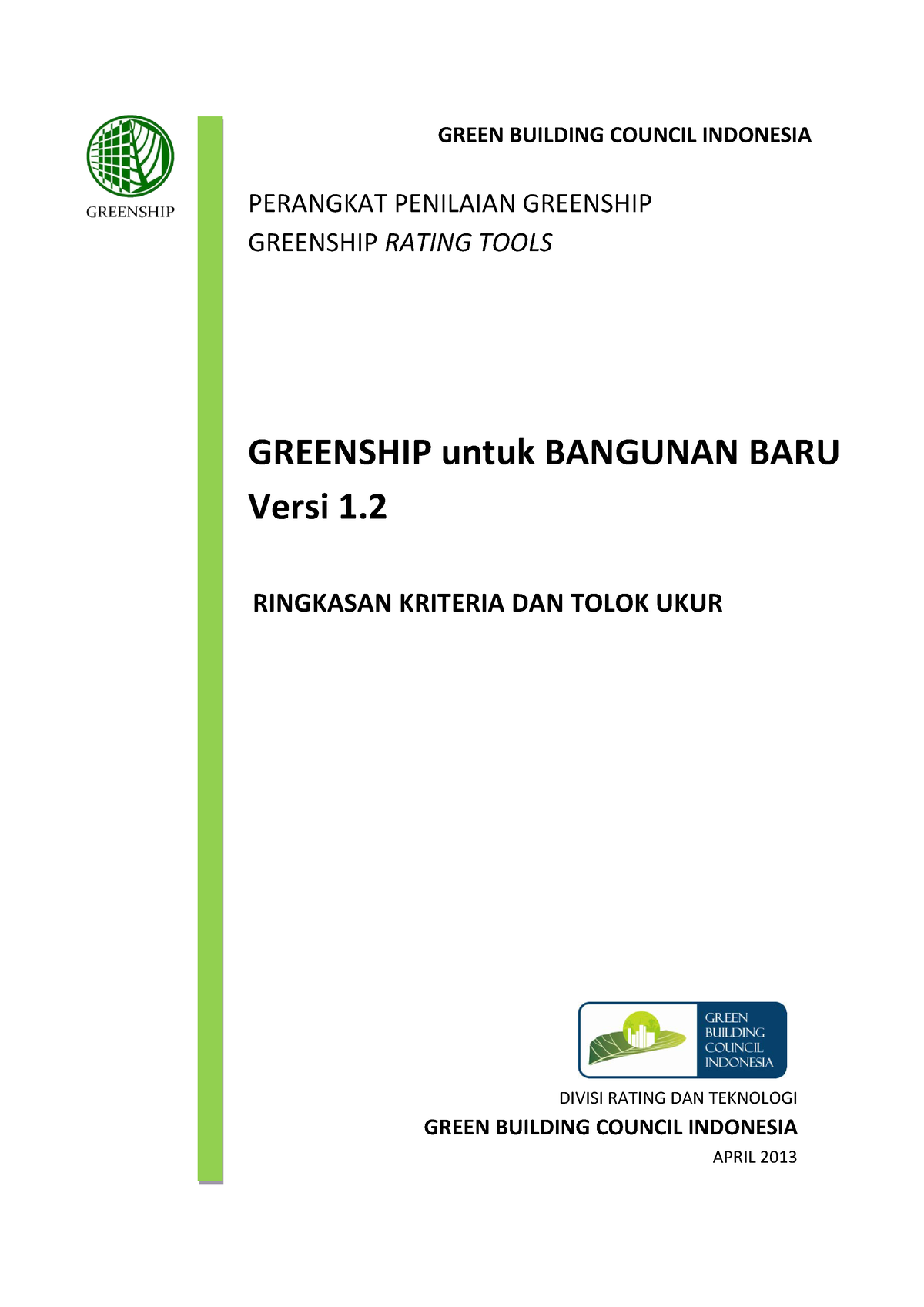 Ringkasan Greenship NB V1.2 - Id - DIVISI RATING DAN TEKNOLOGI GREEN ...