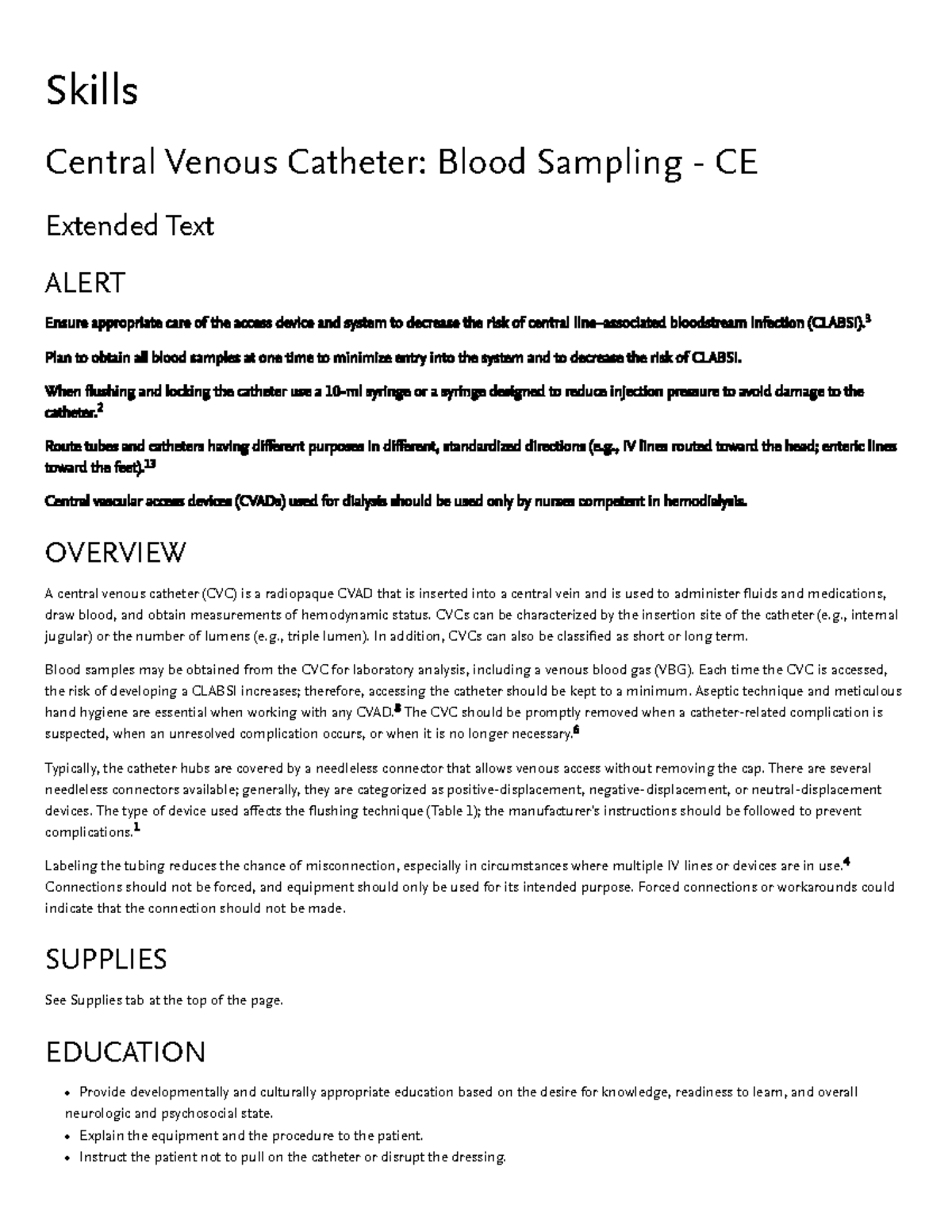 Central Venous Catheter Blood Sampling - CE Extended - Skills Central ...