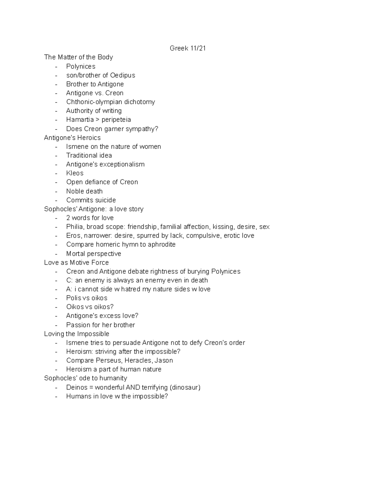 Greek 11 21 - Lecture notes for Classics 224 with Professor Wietzke ...