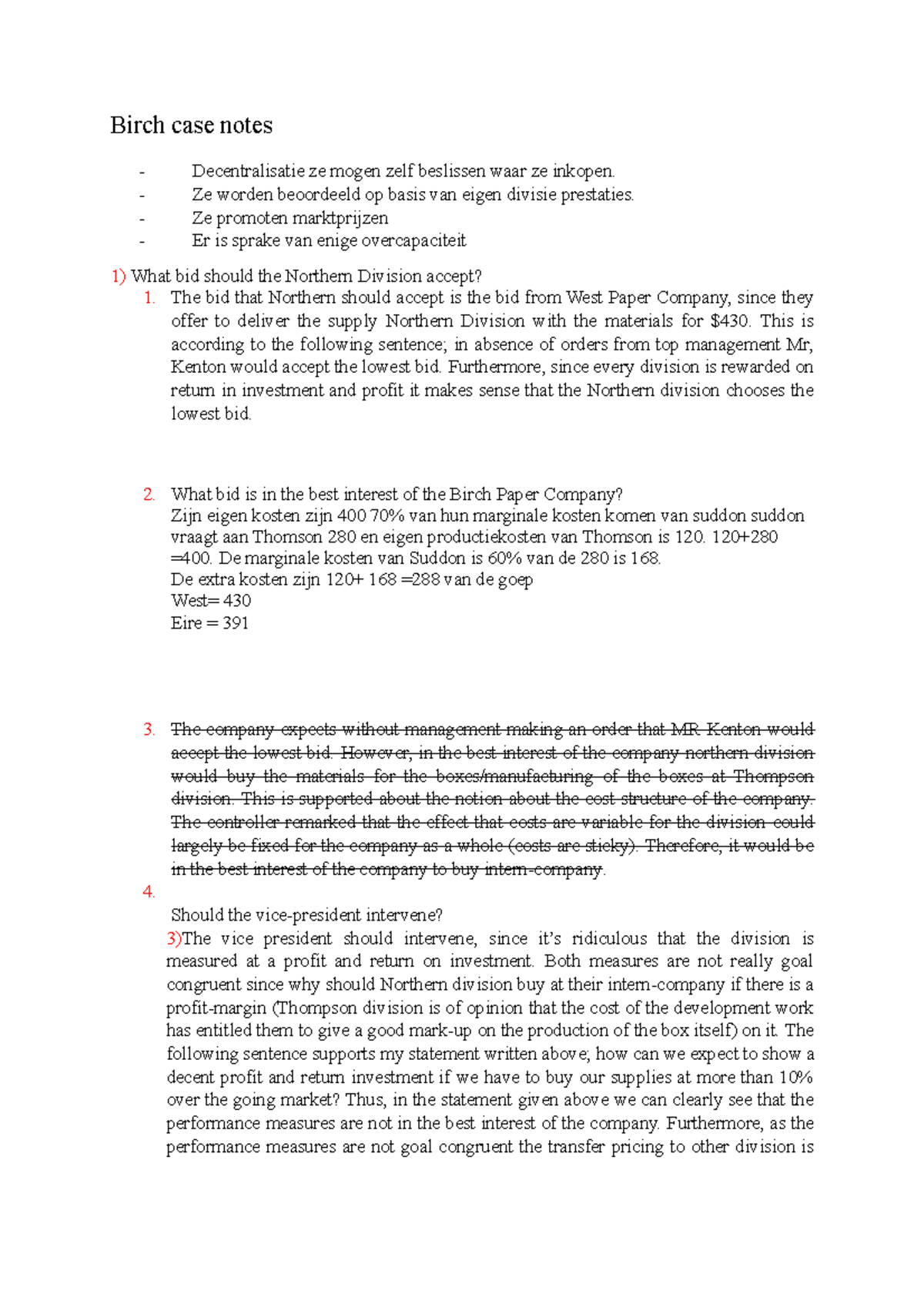 Birch HBS notes answers Birch case notes Decentralisatie ze mogen