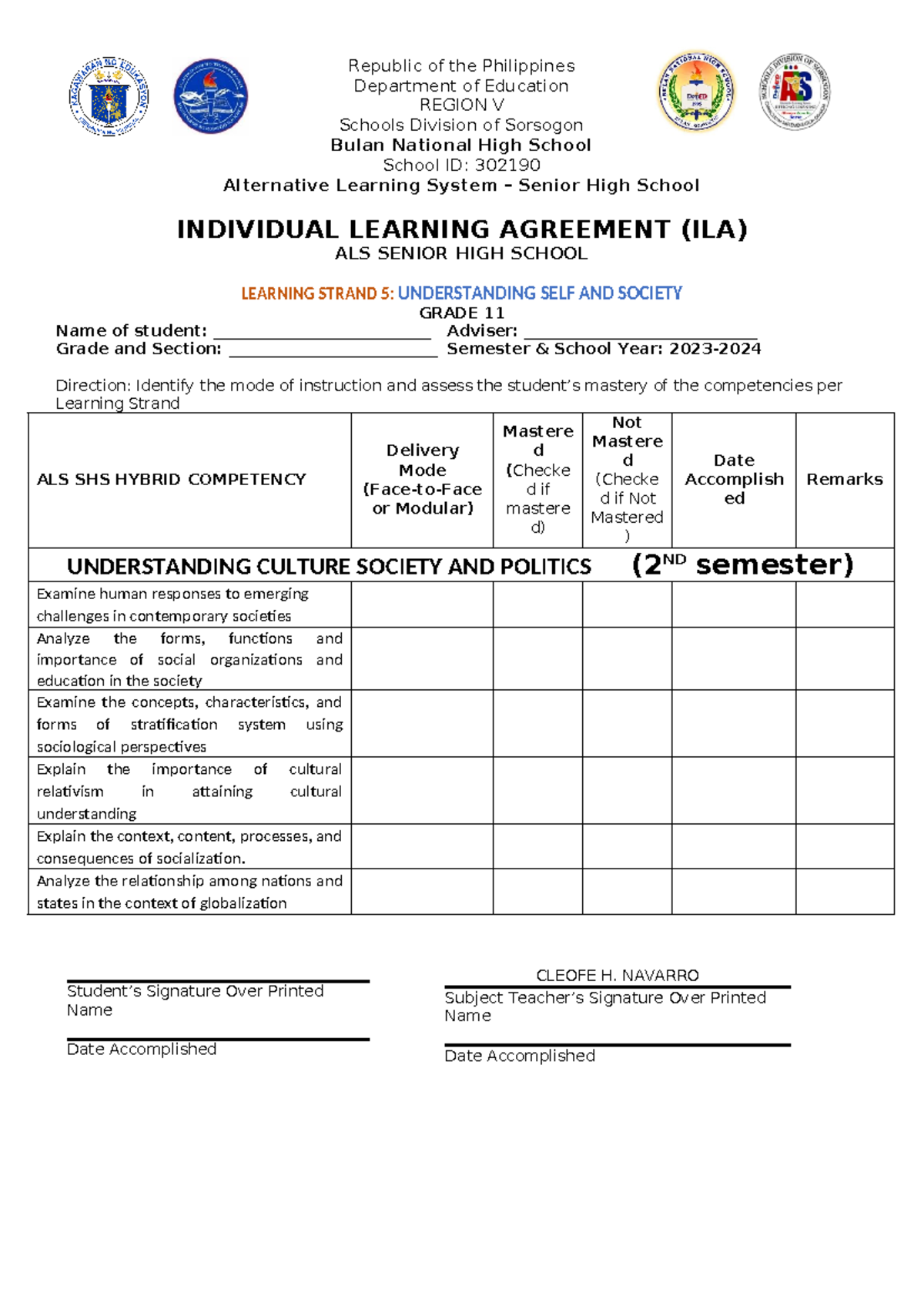 ILA-UCSP - Narrative - Republic of the Philippines Department of ...