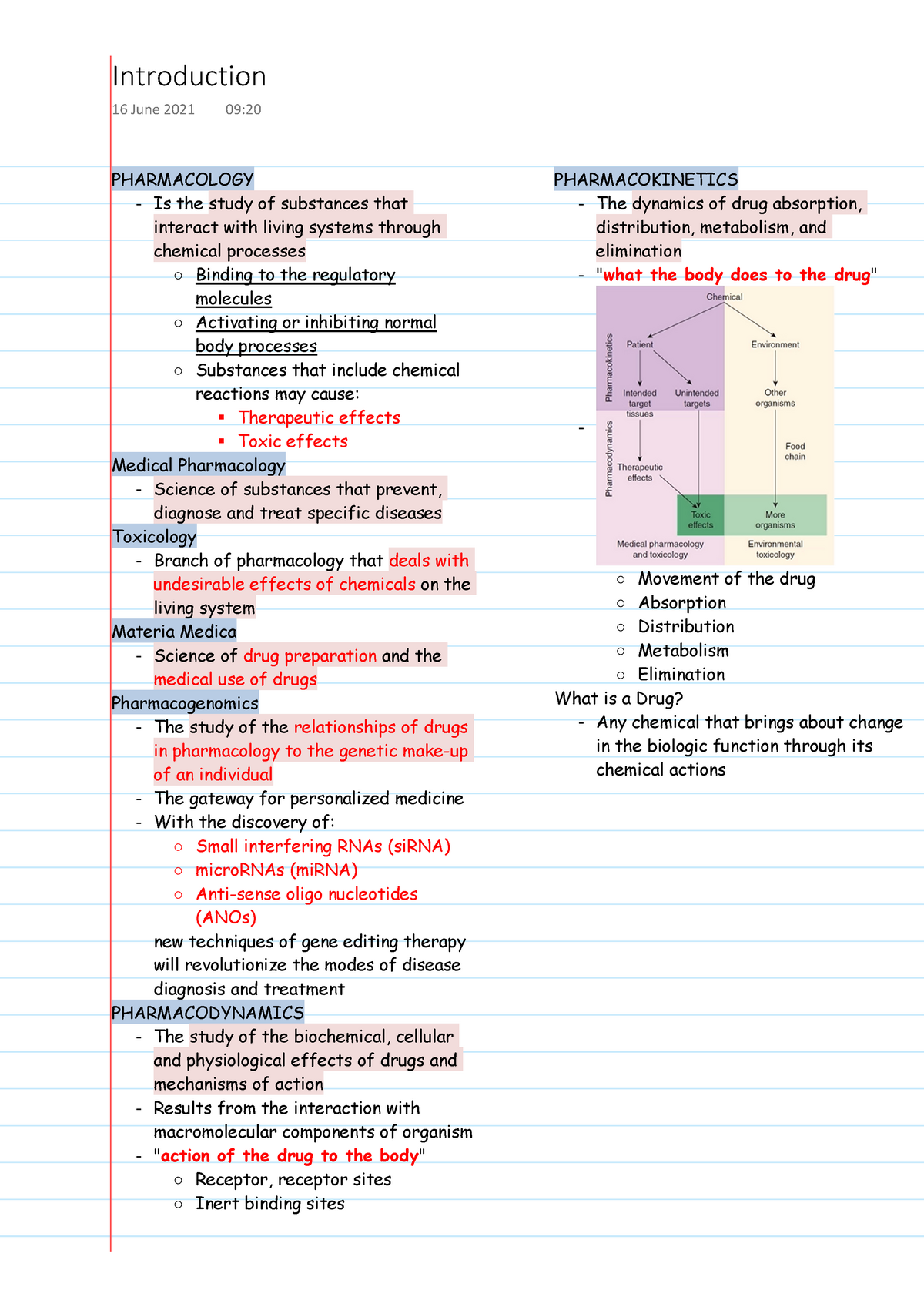 Pharmacology Topic 01 Notes - Introduction to Pharmacology - 3+$50$&2/2*