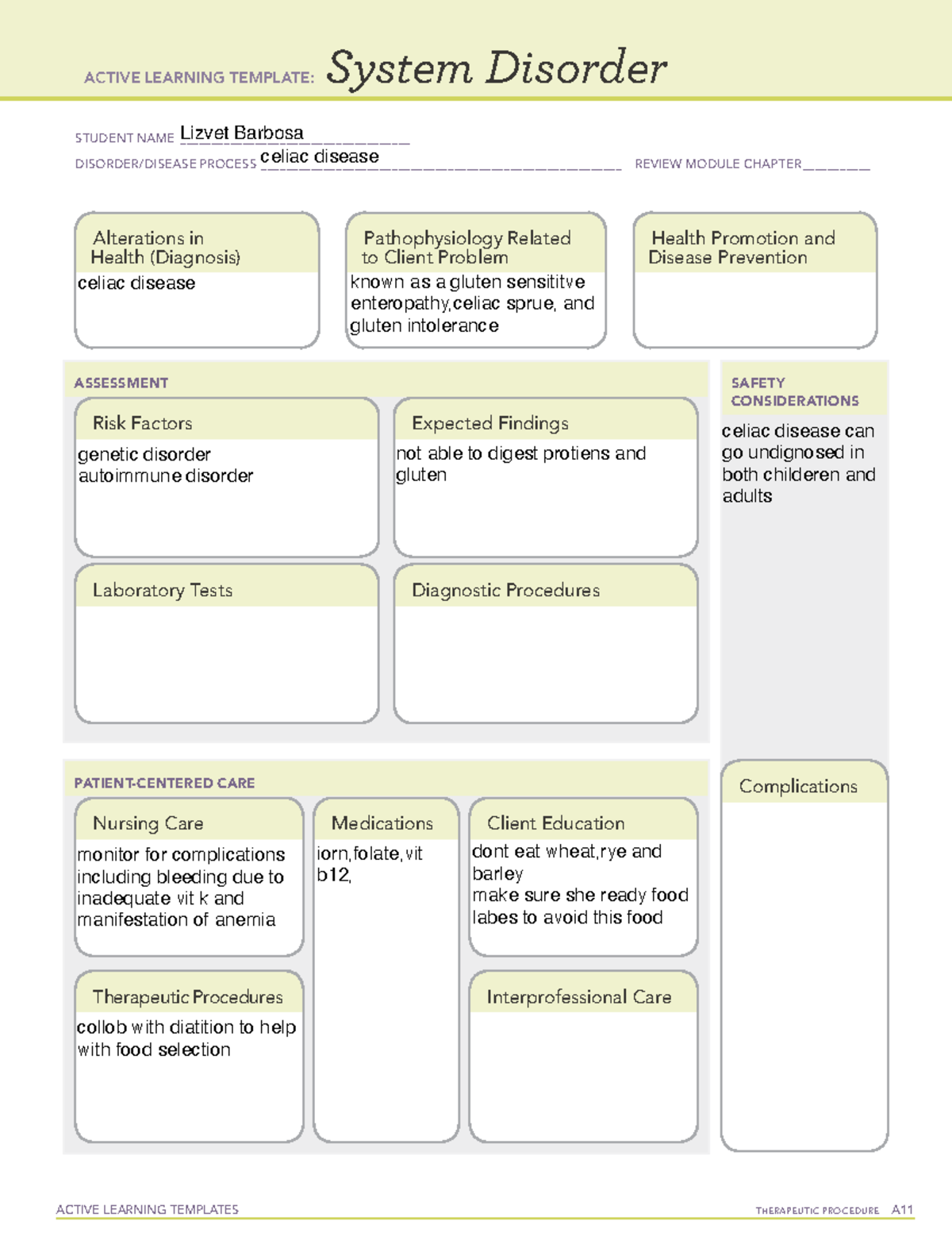 Celiac Dx - ACTIVE LEARNING TEMPLATES THERAPEUTIC PROCEDURE A System ...