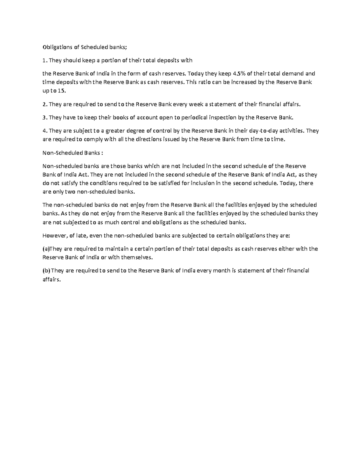Obligations OF Scheduled Banks AND NON Scheduled Banks Obligations Of