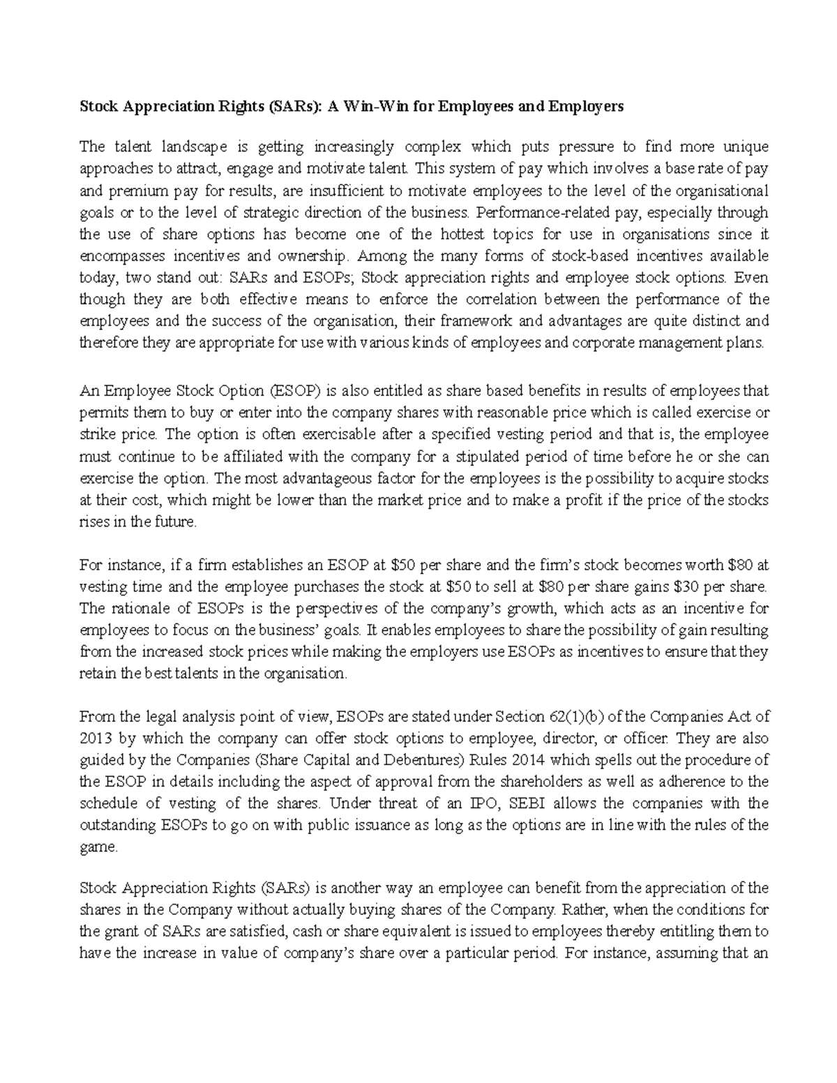 (SARs) - sar - Stock Appreciation Rights (SARs): A Win-Win for ...