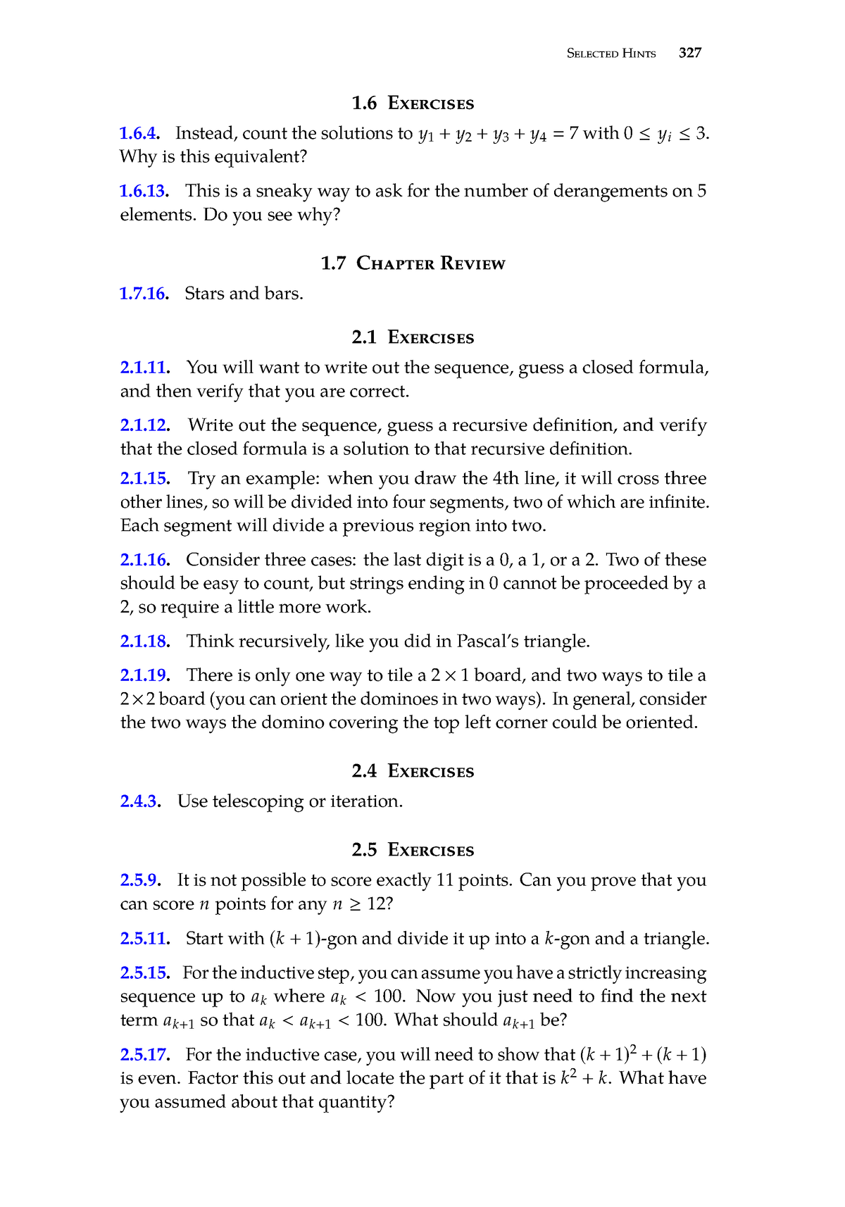 Discrete Mathematics-115 - Selected Hints 327 1 Exercises 1.6. Instead ...