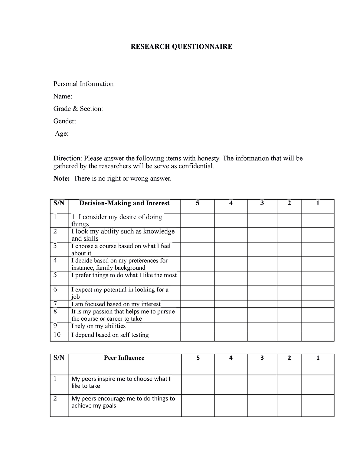 research skills questionnaire pdf