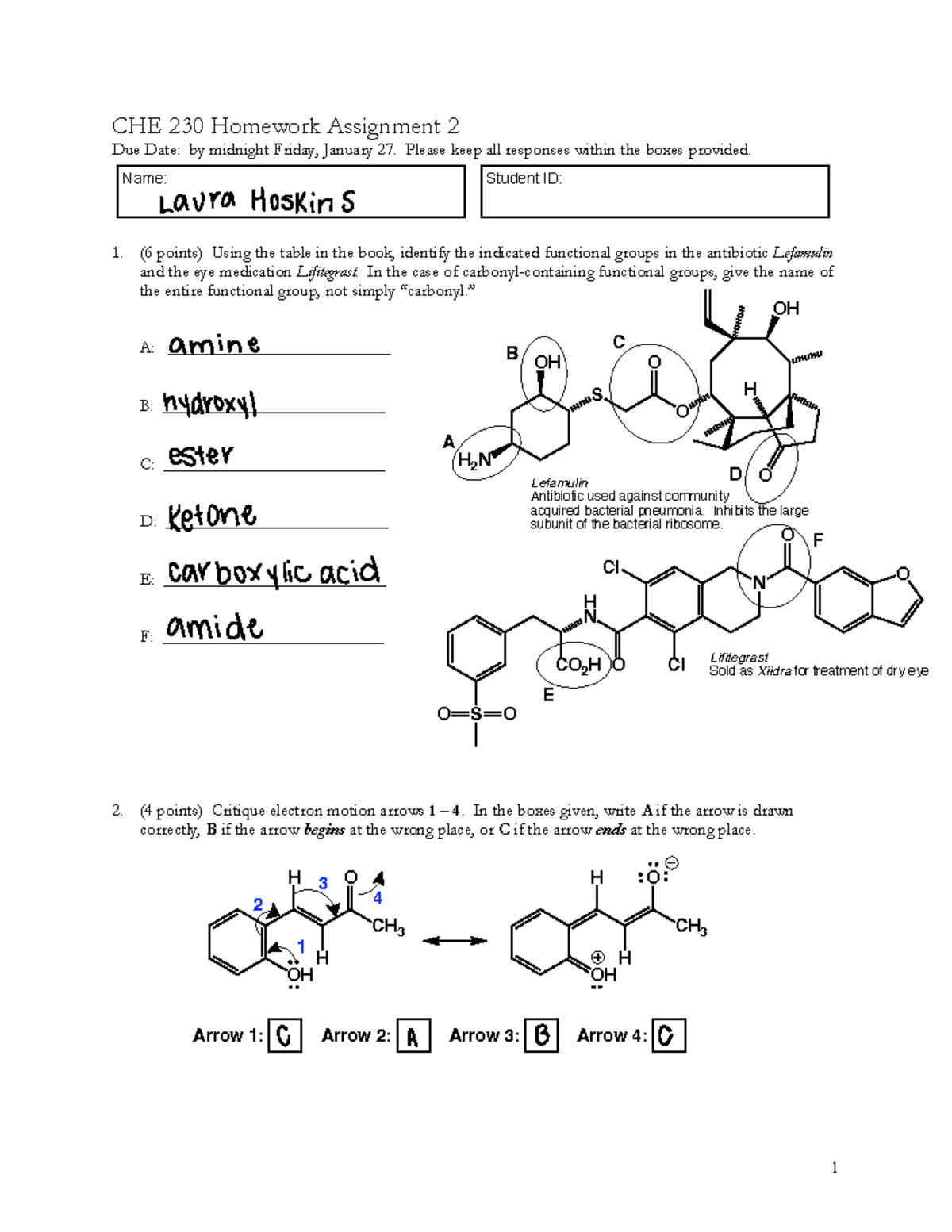 CHE+230+S23+Homework+Assignment+2 - 1 CHE 230 Homework Assignment 2 Due ...