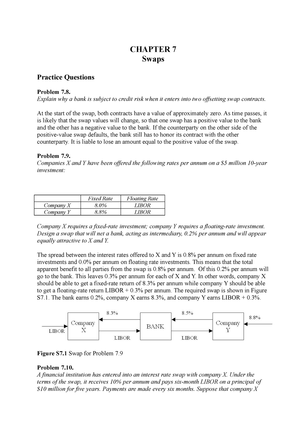 Hull Fund 8e Ch07Problem Solutions - CHAPTER 7 Swaps Practice Questions ...