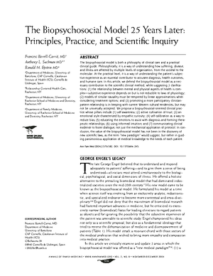 Evolution of the Biopsychosocial Model - See discussions, stats, and ...