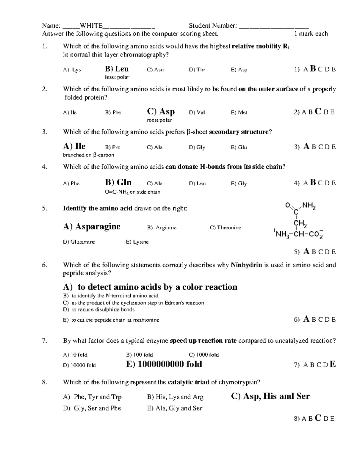 Exam 2016, Questions And Answers - Midterm - Name: Student Number ...