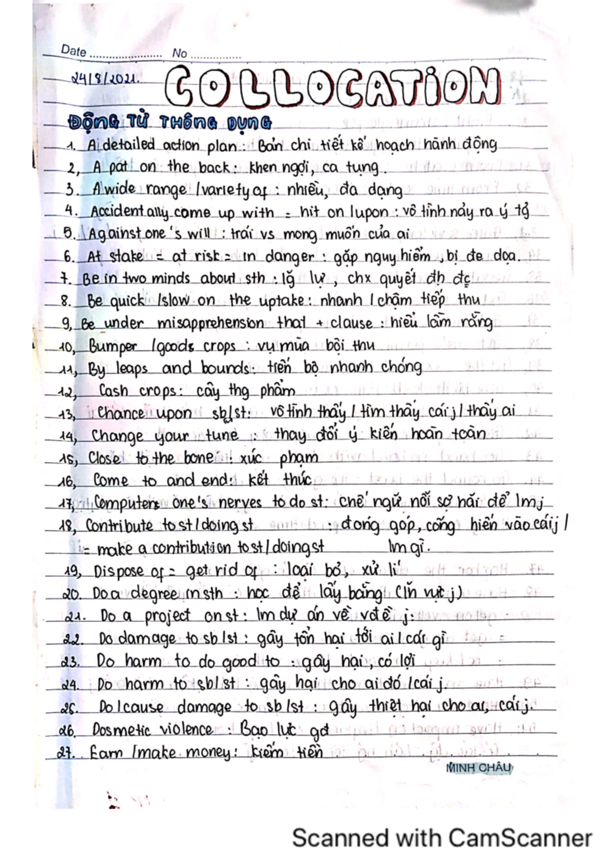những cụm collocaton - Studocu