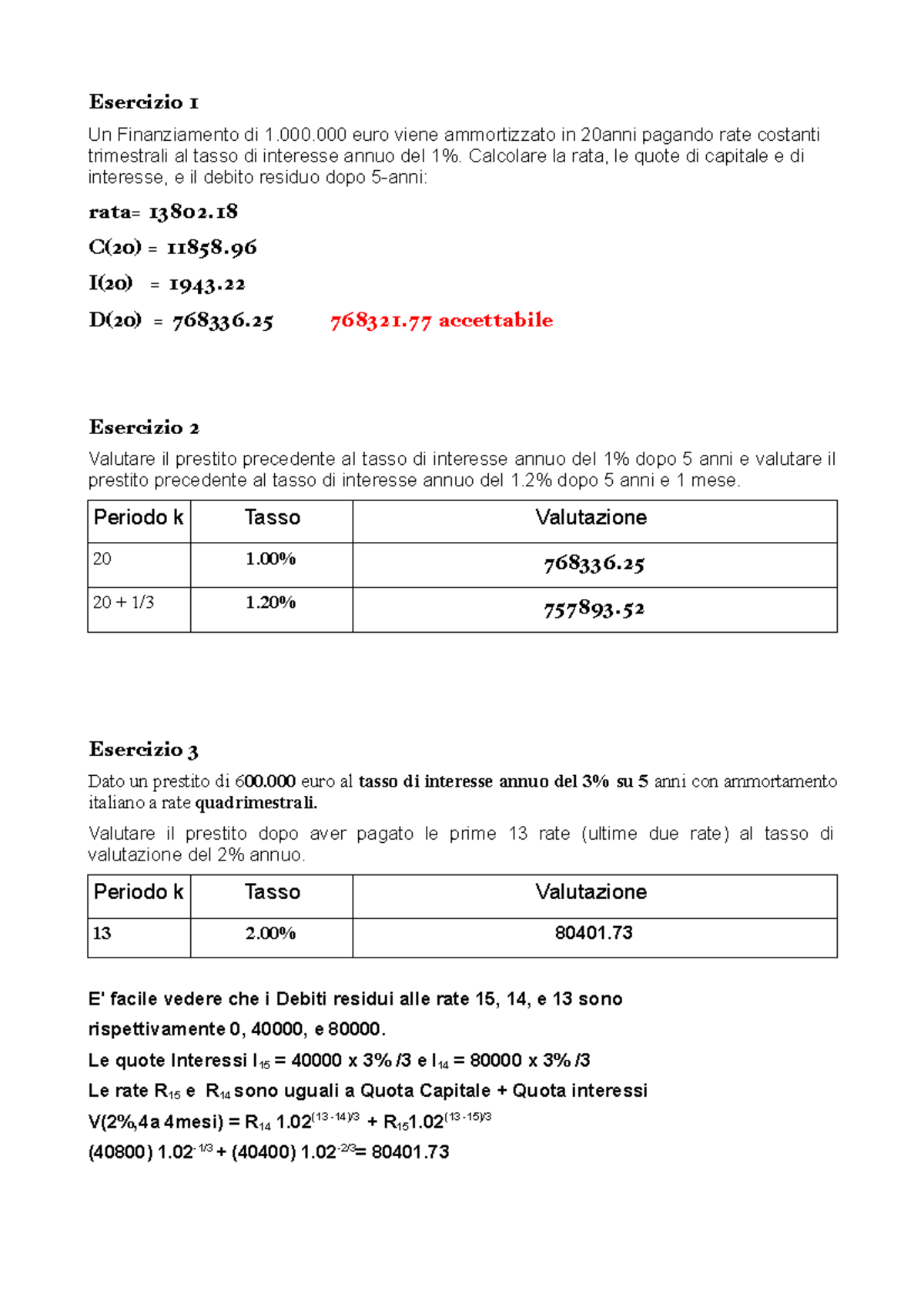 Esame B Di Matematica Finanziaria Dell'anno 20/21 - Esercizio 1 Un ...