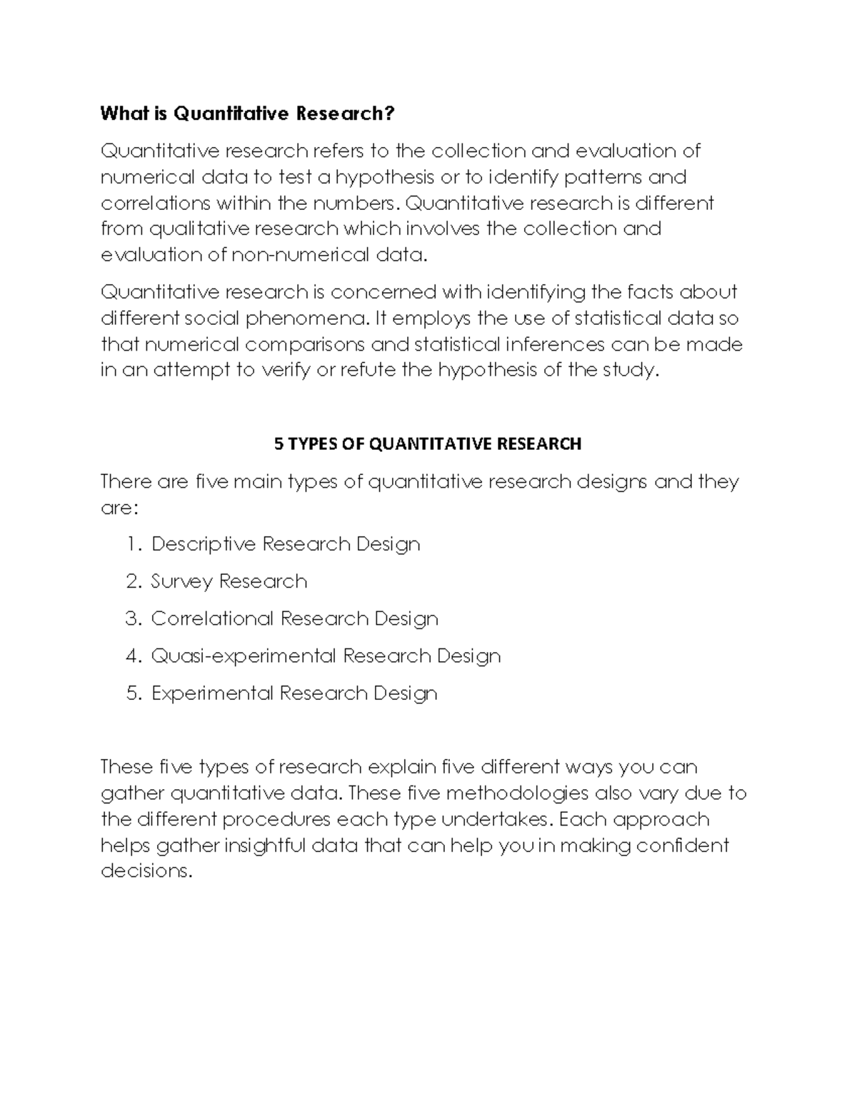 Types OF Quantitative Research What Is Quantitative Research