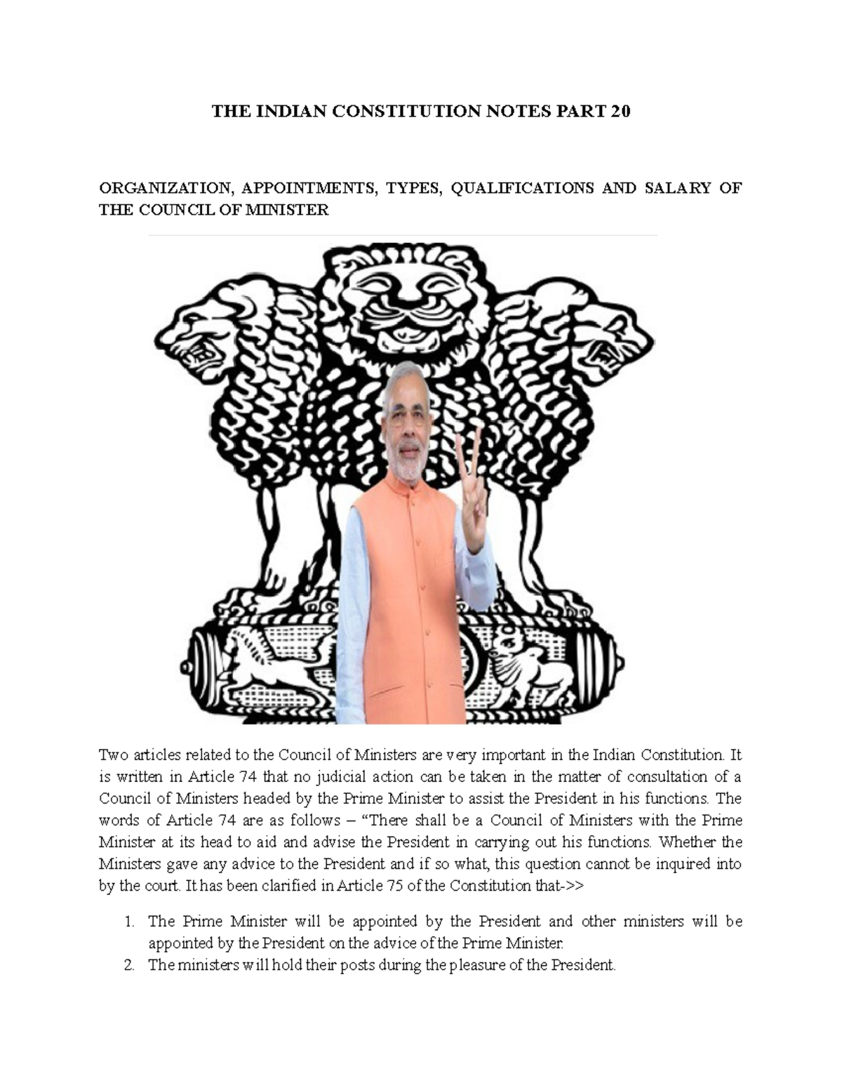 THE Indian Constitution Notes PART 20 - THE INDIAN CONSTITUTION NOTES ...