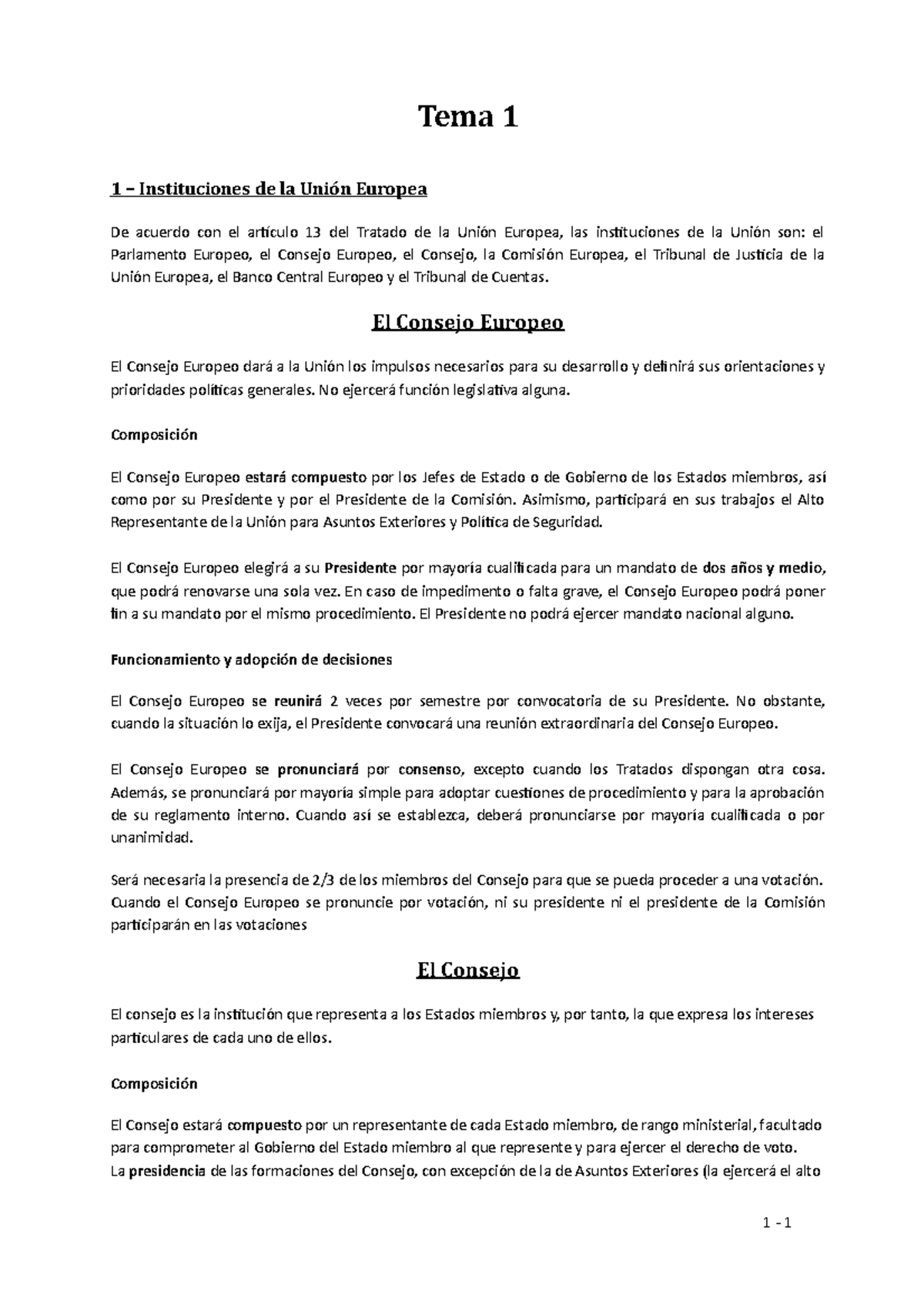 La Unión Europea Y Sus Instituciones Tema 1 1 Instituciones De La Unión Europea De Acuerdo 9601