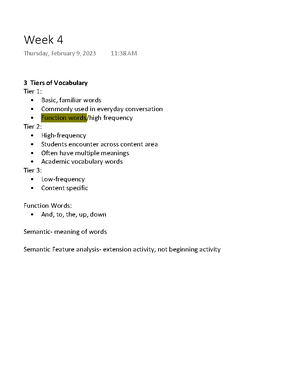 Week 2 - These are class and assigned reading notes from week 2 of the ...