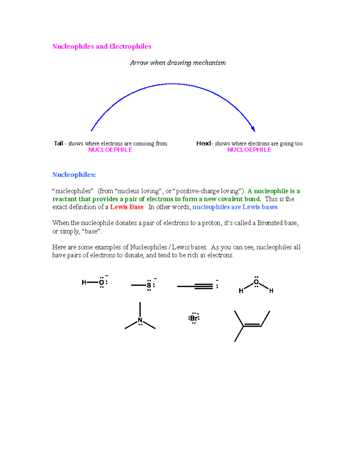 Nucleophiles And Electrophiles Notes - Nucleophiles And Electrophiles ...