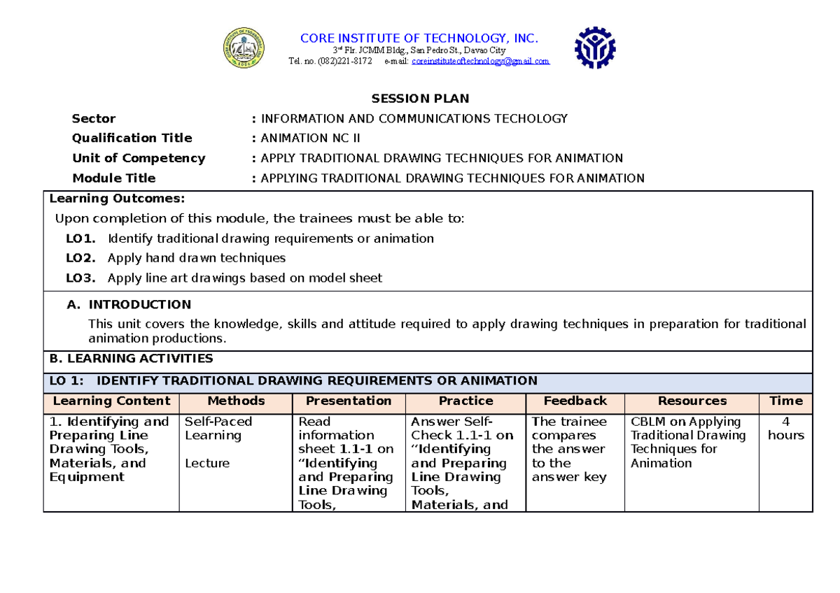 01 - Animation UC 1 - Session Plan - SESSION PLAN Sector : INFORMATION ...