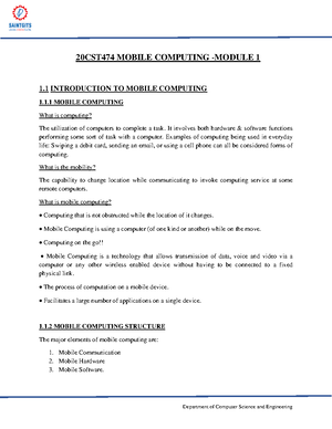 Operating systems - Lecture Notes Of Mobile Computing - KTU - Studocu