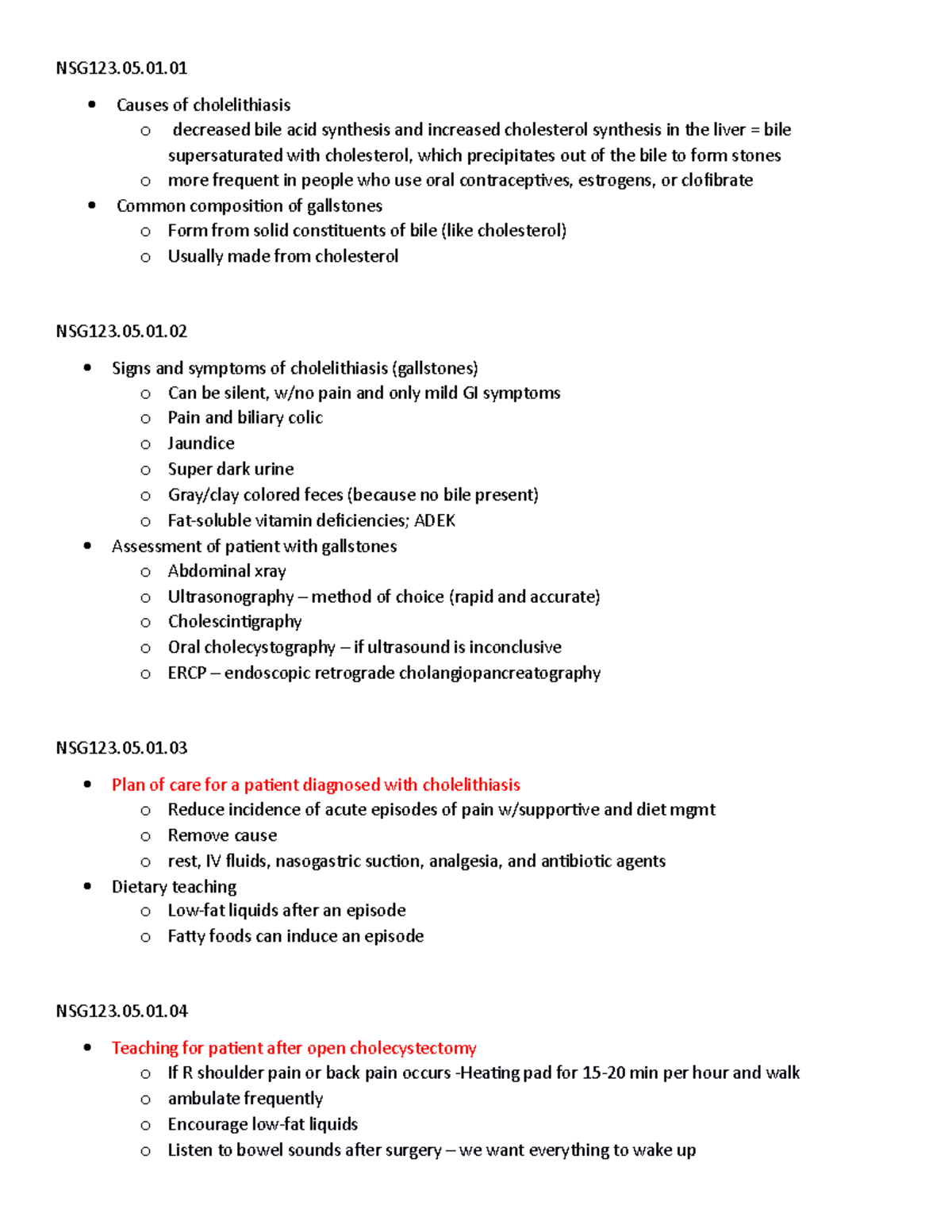 Unit 5 - realizeit unit 5 - NSG123.05.01 Causes of cholelithiasis o ...