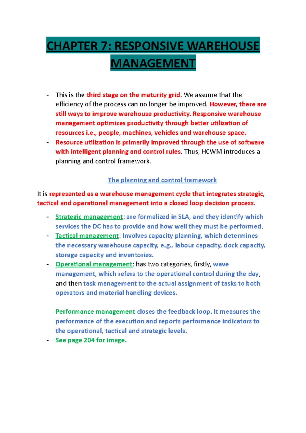 Chapter 7 Understanding warehouse resources supply chain CHAPTER 7 RESPONSIVE WAREHOUSE Studocu