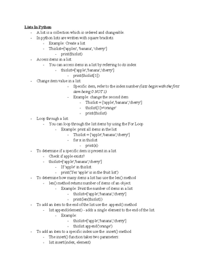 Exam 2 Review and Revision Doc - Revision Document – Exam 2 Programming ...