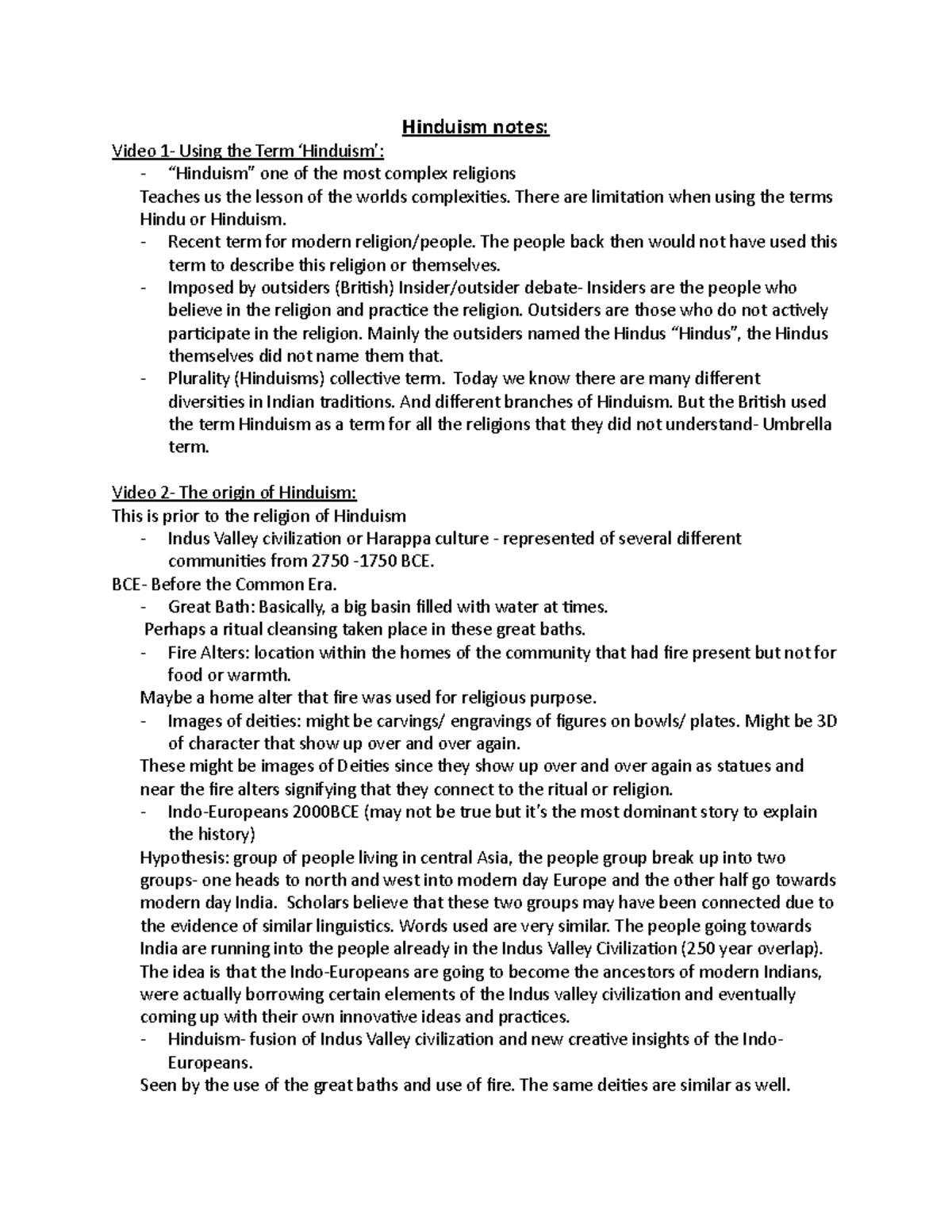 Hinduism notes - Hinduism notes: Video 1- Using the Term ‘Hinduism ...