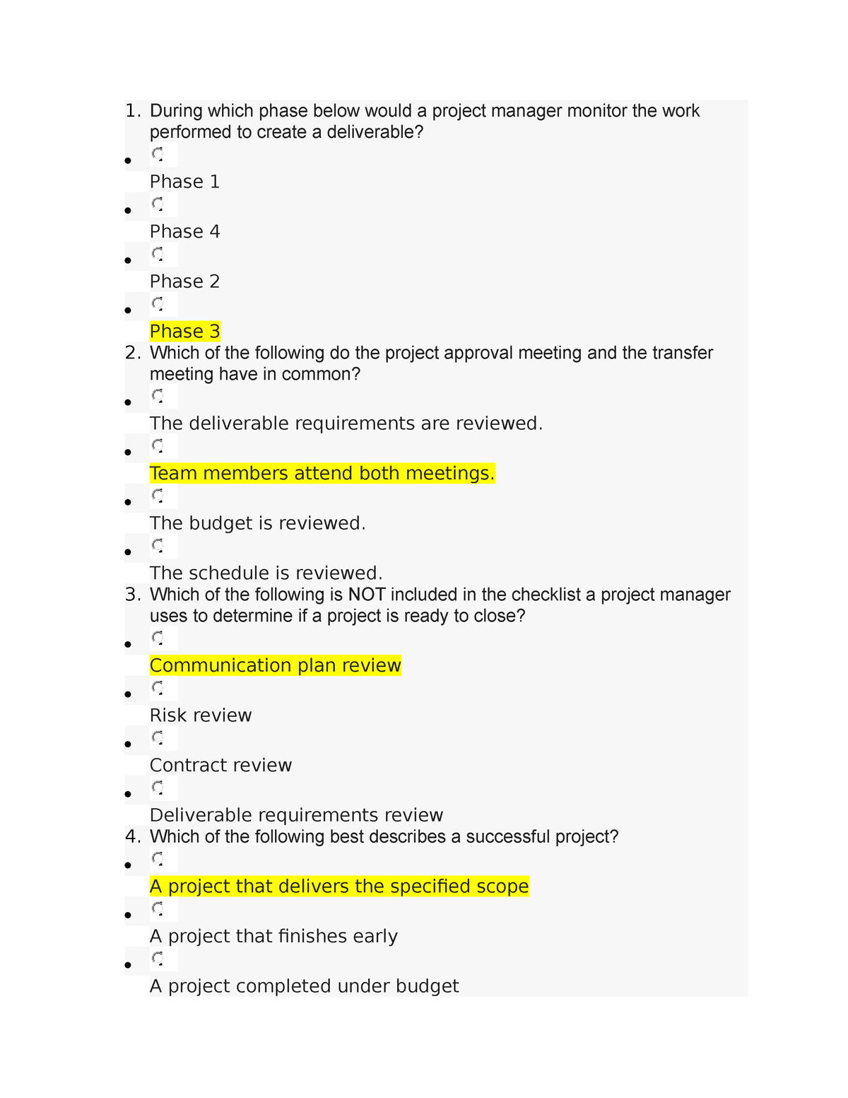 Project Management Unit 4 Milestone 4 - During which phase below would a project  manager monitor the - Studocu