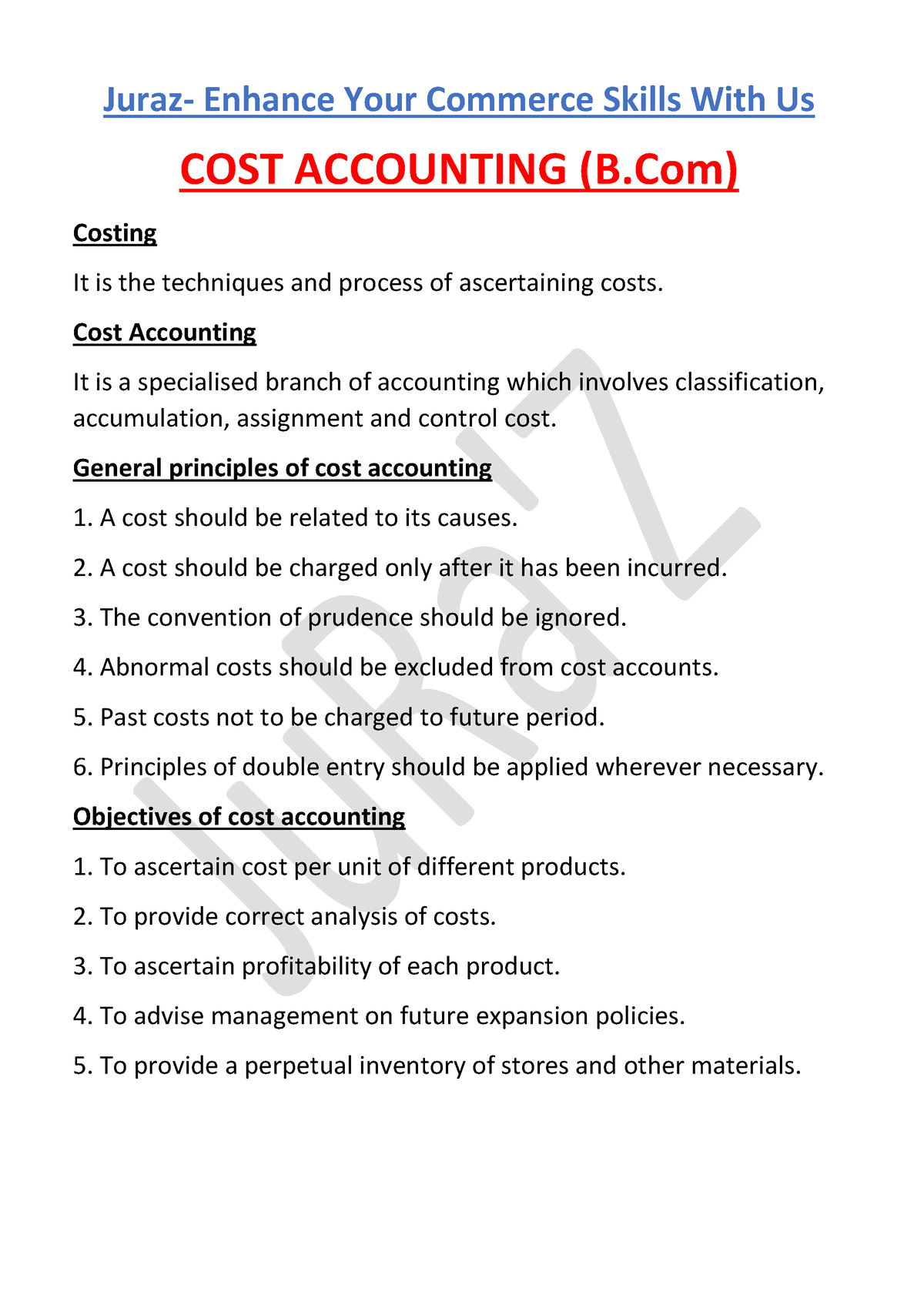 Cost Accounting Pdf-crop - Juraz- Enhance Your Commerce Skills With Us ...