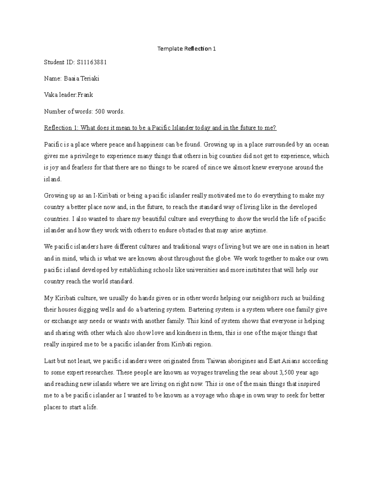 S11163~1 - This is an assignment sample for Reflection 1 - Template ...