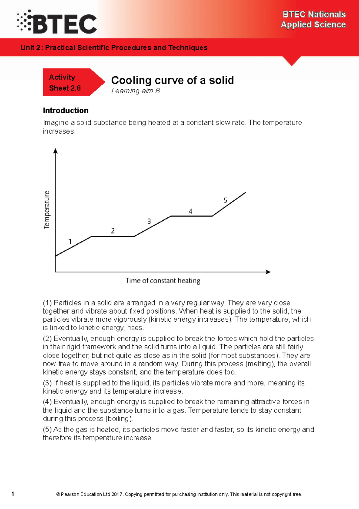 Heating and cooling curve worksheet - Cooling curve of a solid Learning