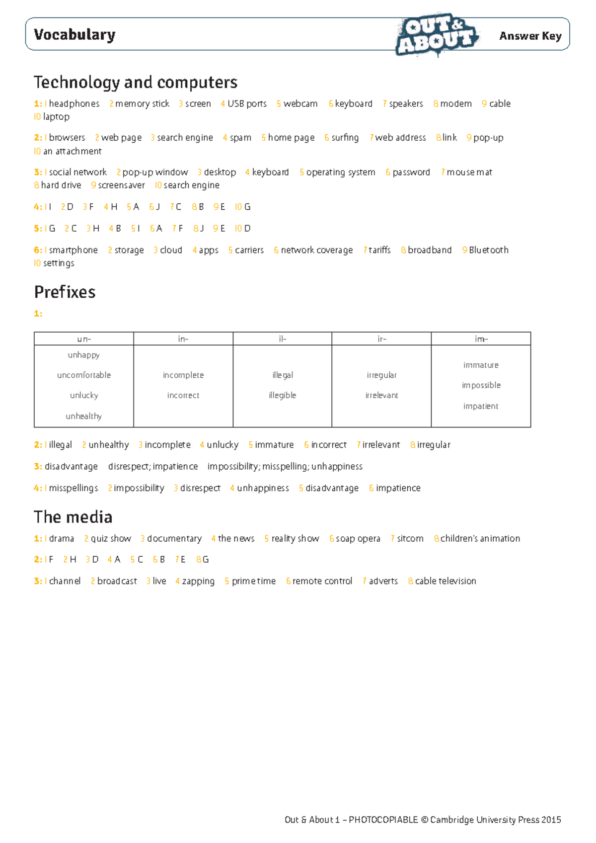 Vocabulary exercises, answerkey - Technology and computers 1: 1 ...