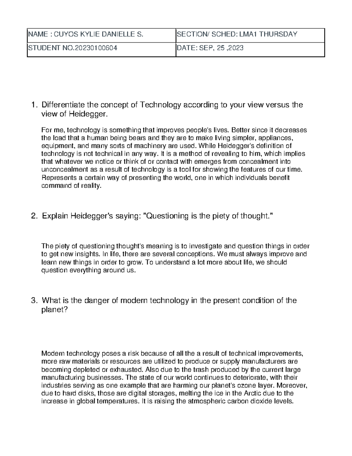 STS Activity 5 - sts - 1. Differentiate the concept of Technology ...