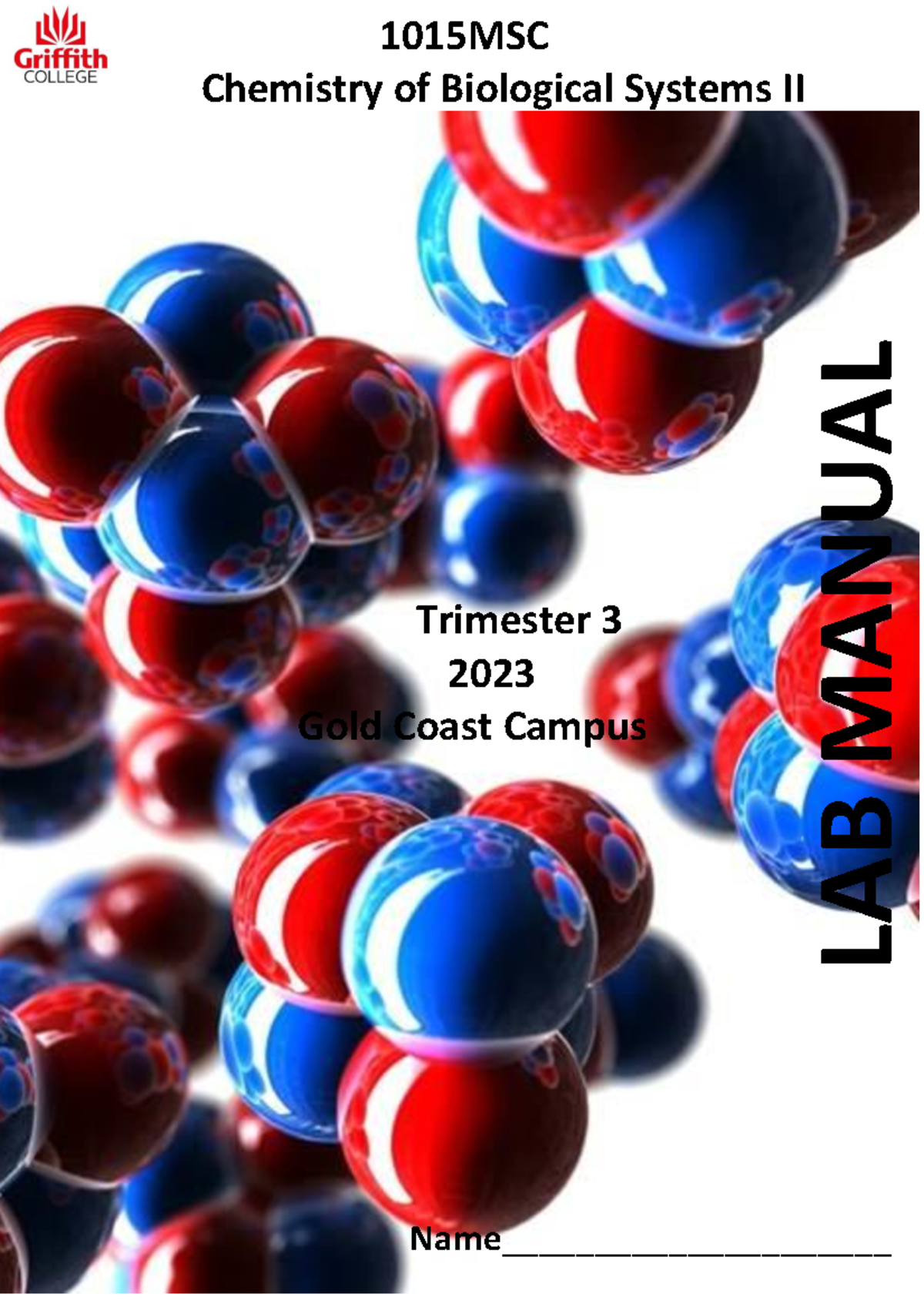 1015MSC labmanual 2023 T3 - 1 LAB MANUAL 1015MSC Chemistry of ...