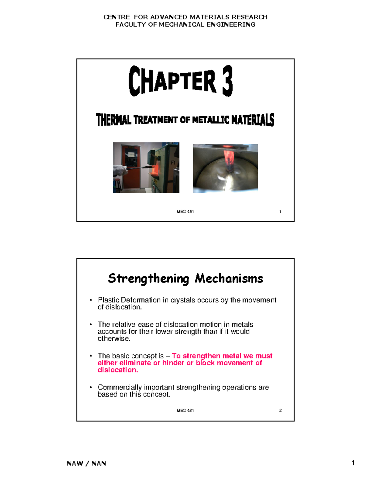 Chapter 3 - Lecture notes 3 - FACULTY OF MECHANICAL ENGINEERING MEC 481 ...