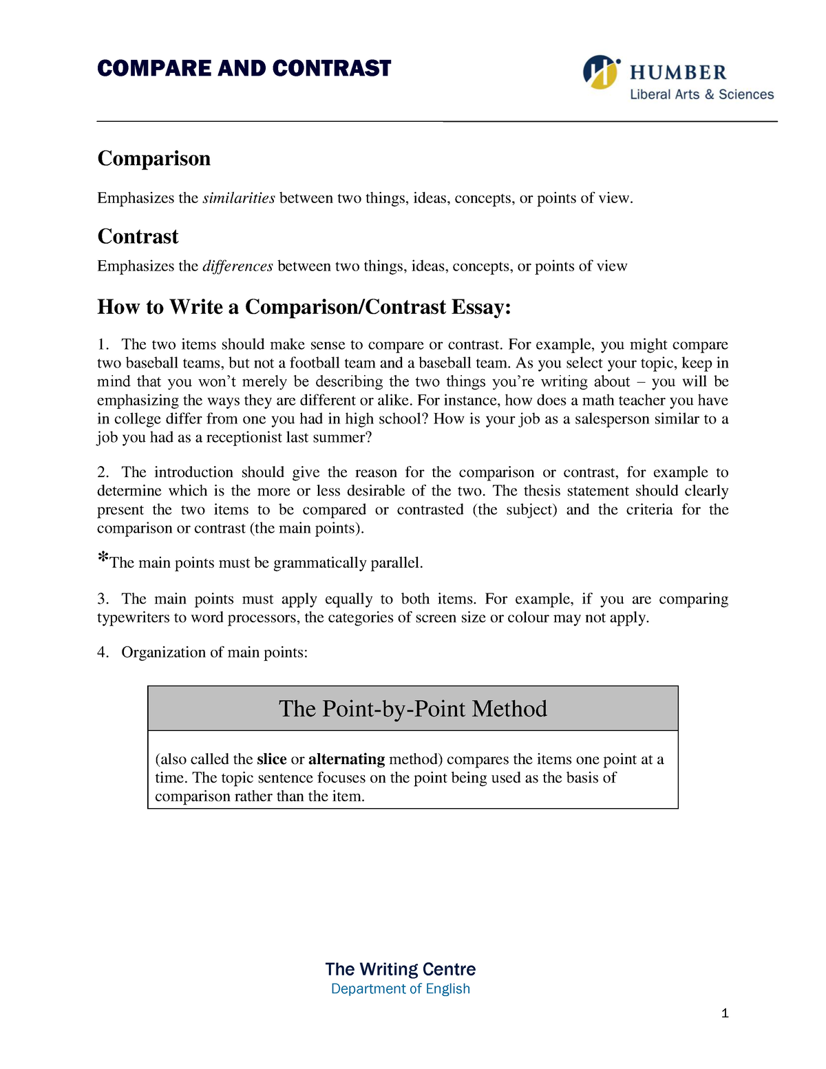 comparison essay english