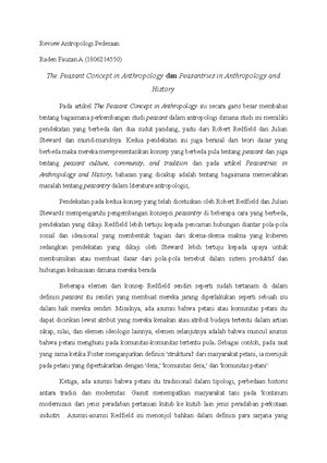 Ekonomi Peasant Review Antropologi Pedesaan Raden Fauzan A 1806214550 The Peasant Concept In Studocu
