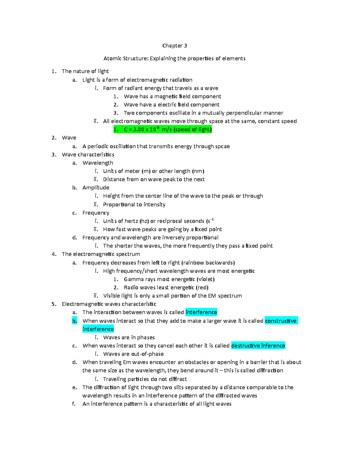 Chapter 3 - Lecture notes 5-8 - Chapter 3 Atomic Structure: Explaining ...